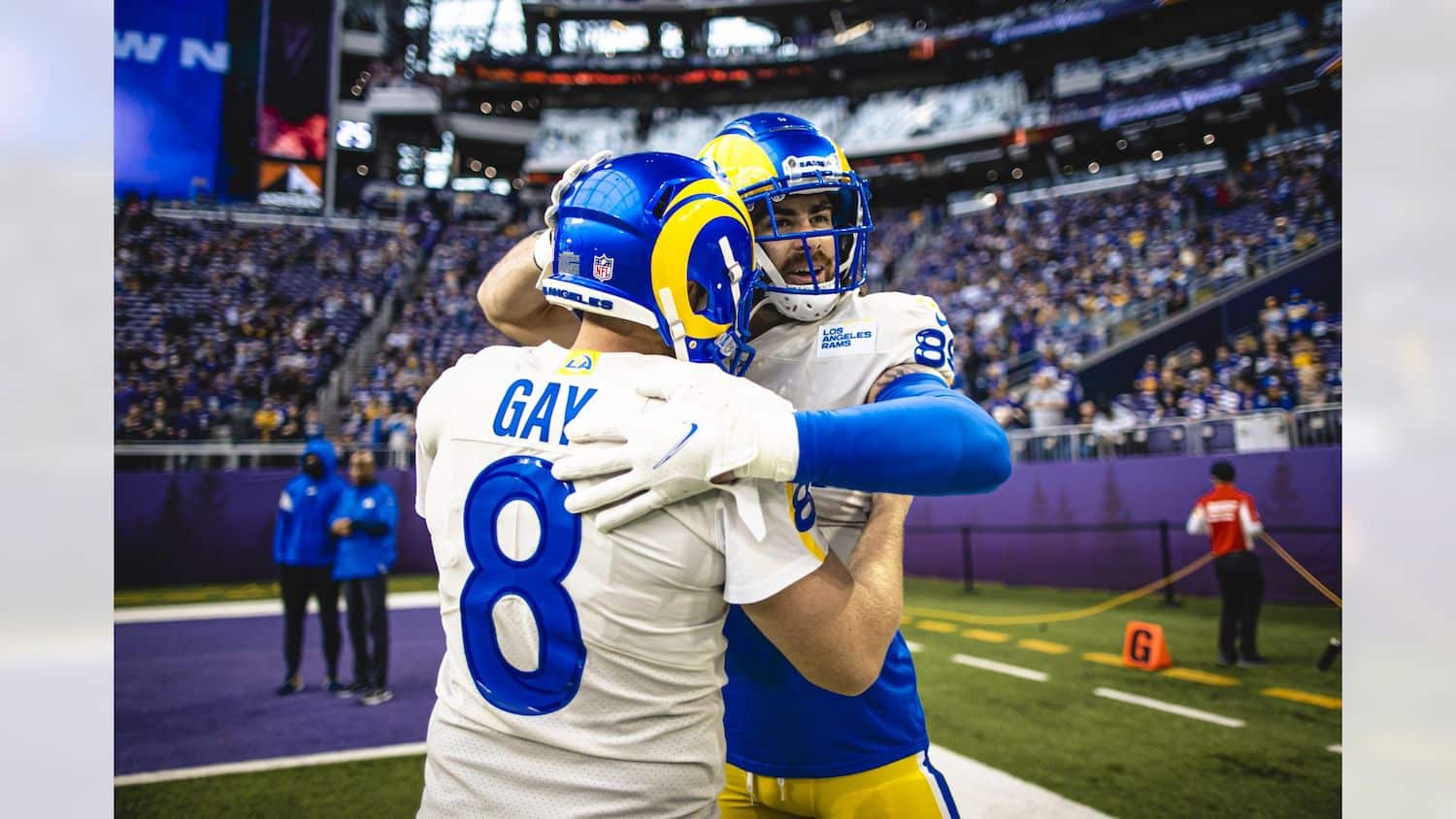 Los Angeles Rams Kicker Matt Gay And Tight End Tyler Higbee. Photo Credit: Brevin Townsell | LA Rams
