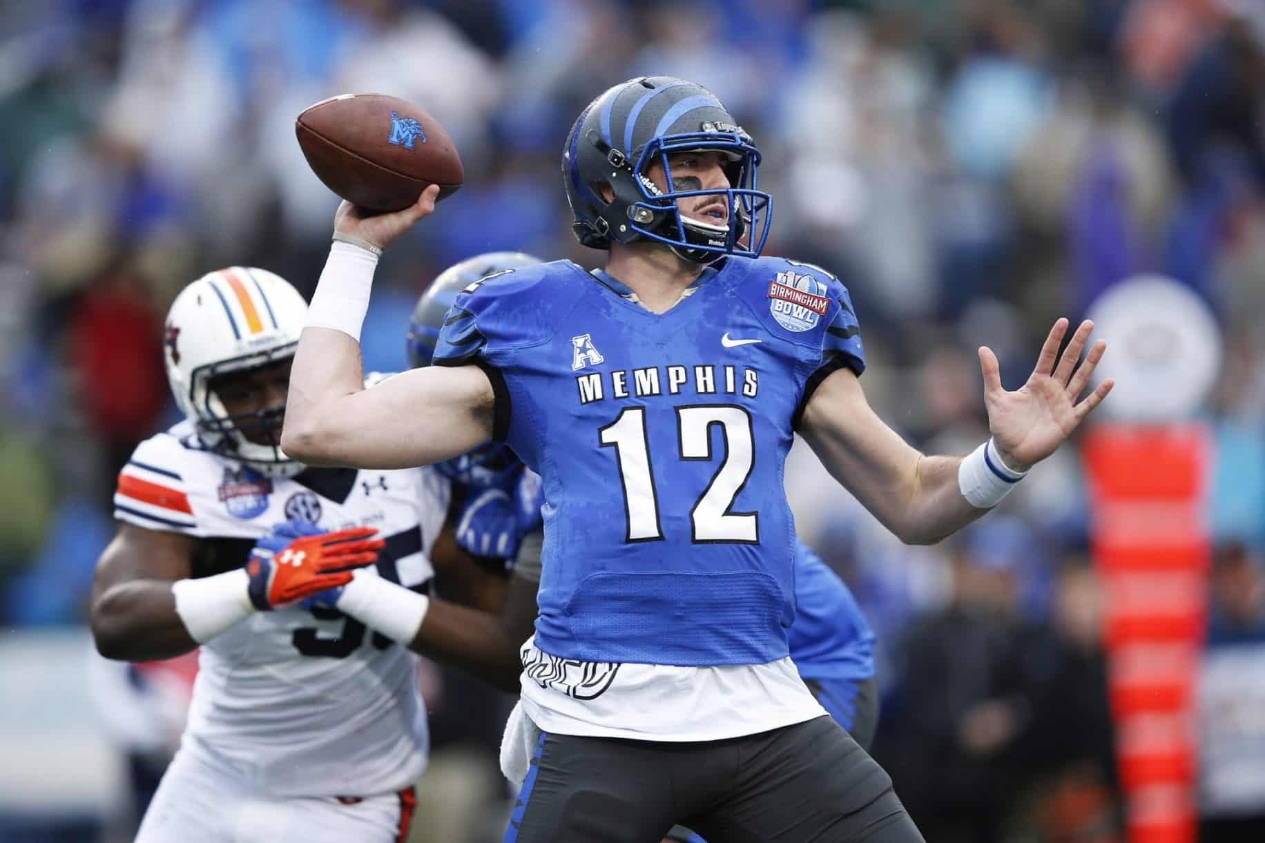 Quarterback Paxton Lynch during his days at the University of Memphis (Photo by Joe Robbins/Getty Images)