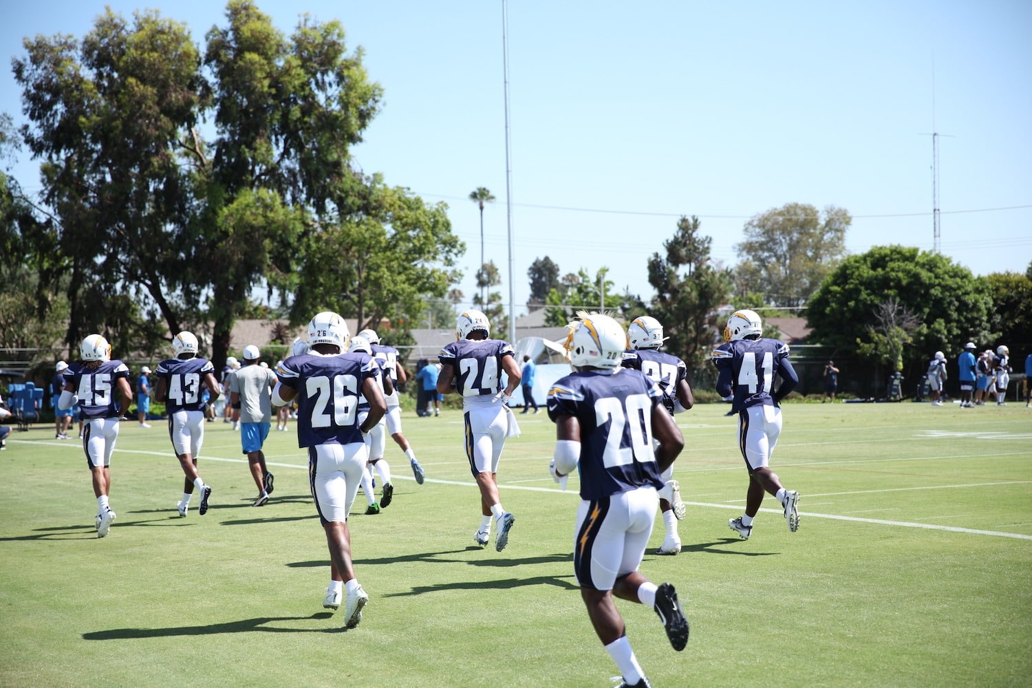 Los Angeles Chargers defensive back Tevaughn Campbell (20) goes in