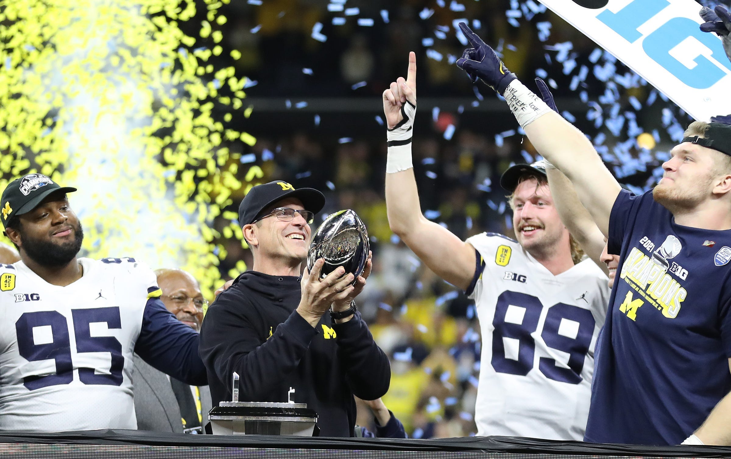 Jim Harbaugh Celebrates CFP Win