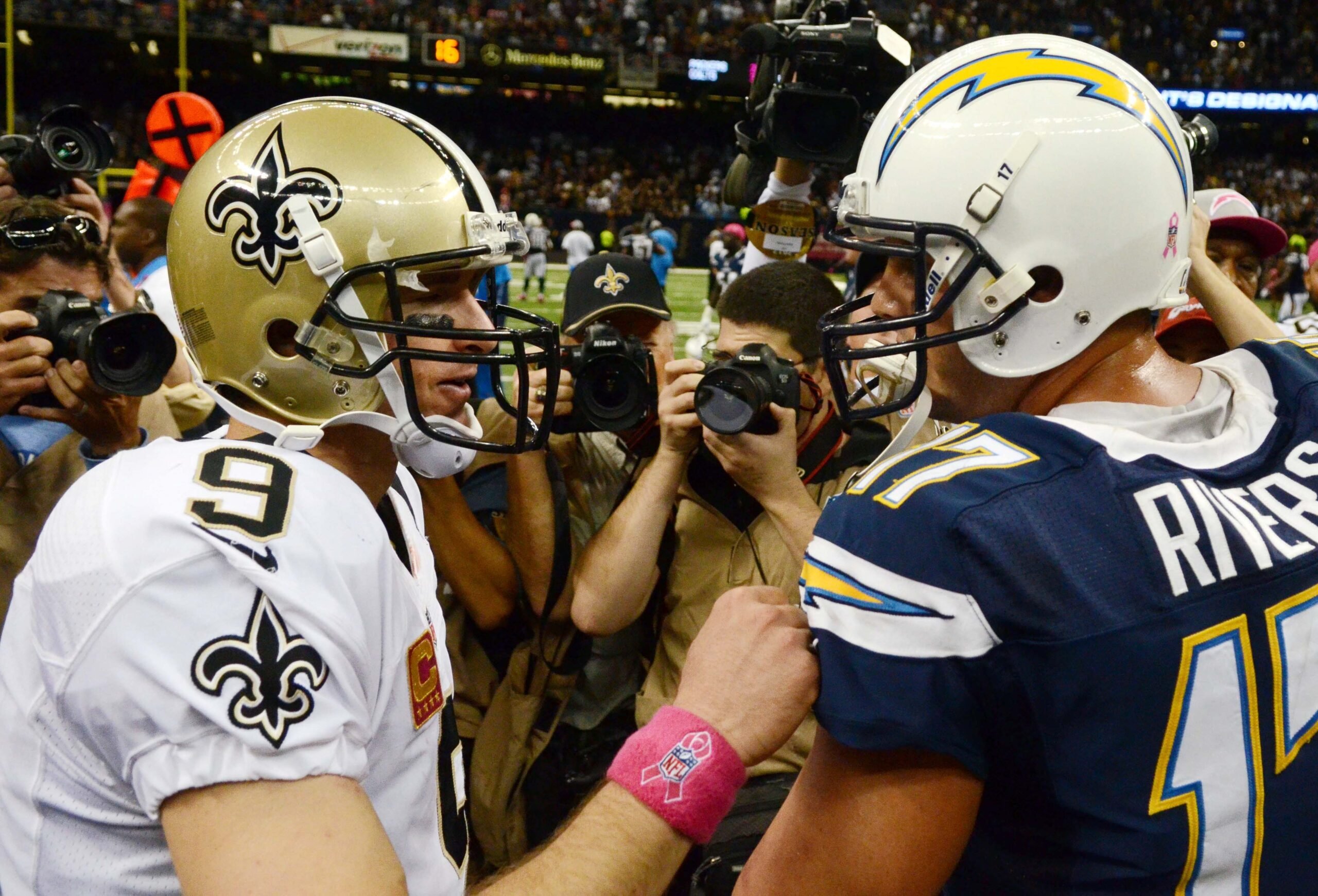 NFL: San Diego Chargers at New Orleans Saints | Drew Brees And Philip Rivers