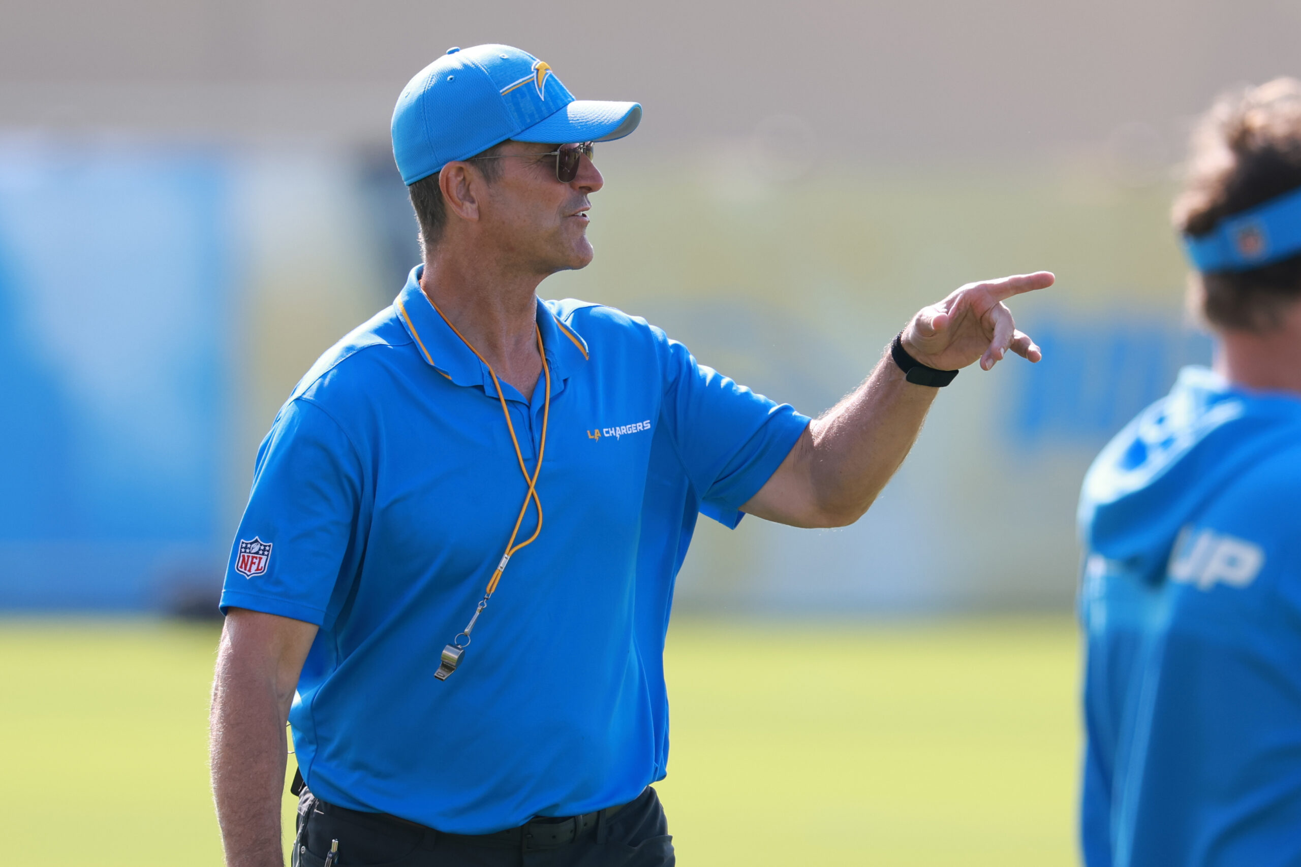 NFL: Los Angeles Chargers Training Camp | Former Michigan Wolverines Coach Jim Harbaugh